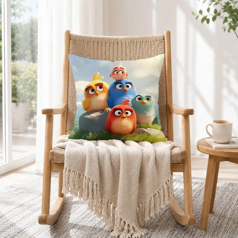 C-Cartoon Angry BirdsS Square Double-Sided printed Pillow Case Bedroom Bedside Pillow Sofa Cushion Cover Gift