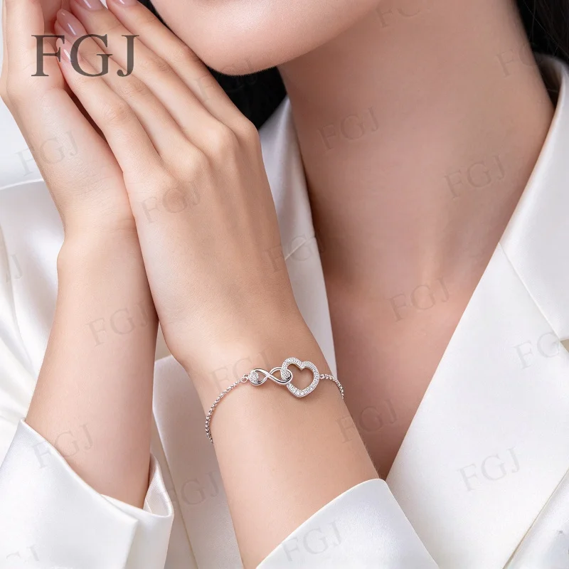 Moissanit-herzförmiges Armband, S925-Sterlingsilber, Nischendesign, zartes und elegantes Armband für Damen, Schmuck für Hochzeiten, als Geschenk für den Alltag. – Detail 7