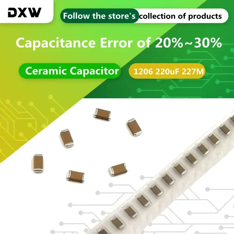 50PCS 1206 220uF 227M 4V 6.3V X5R SMD Ceramic Capacitance Error of 20%~30%