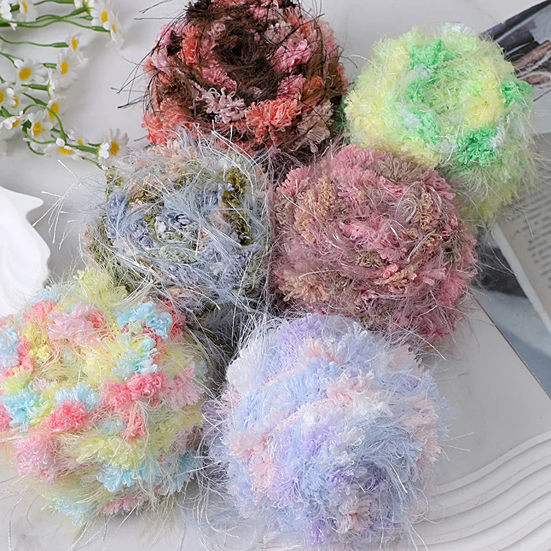 100g Hand Mixed Thread Rainbow Candy Special DIY Yarn Crochet Hair Clip Hat Scarf Bag Rose Carpet Leaves DIY Knitting