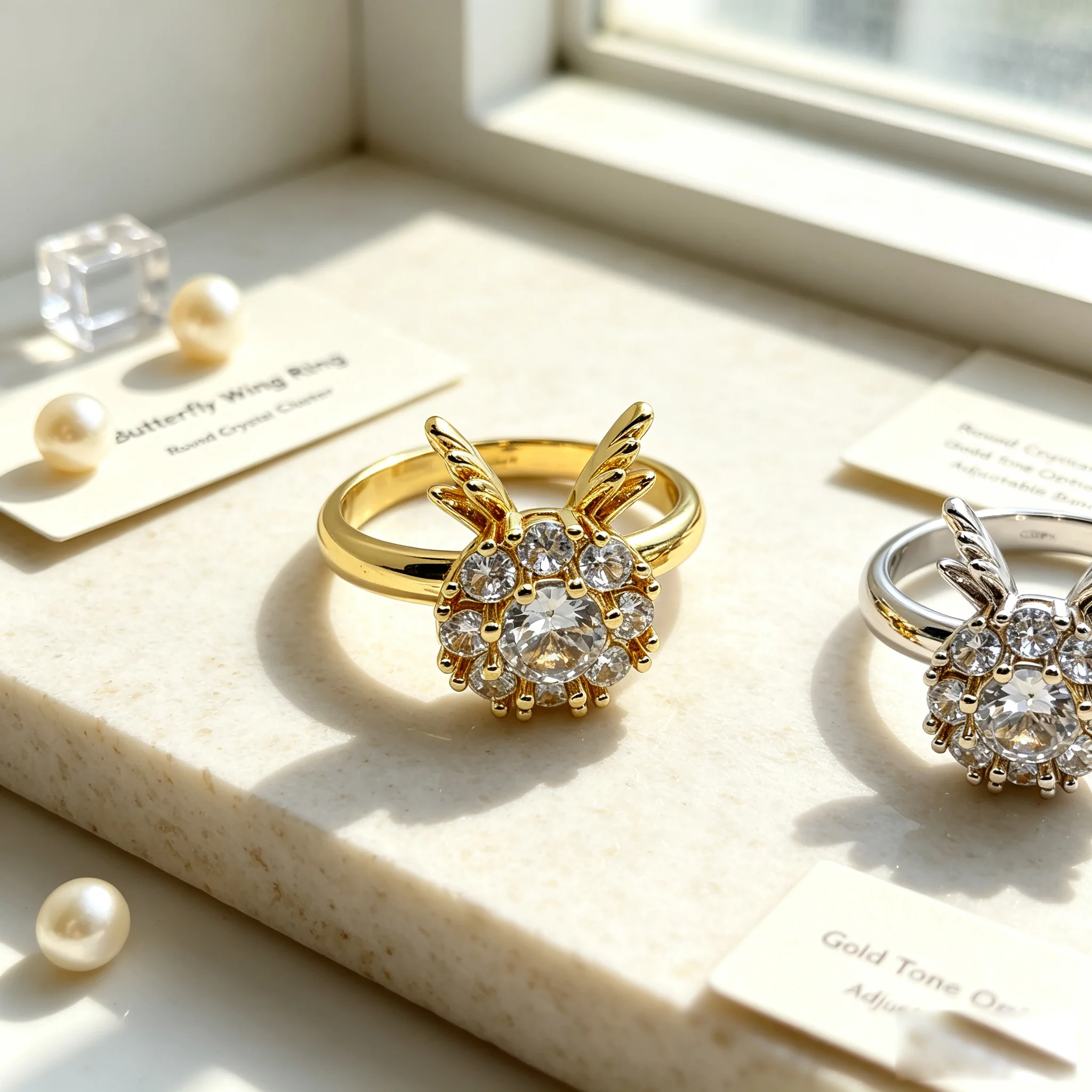 Halo‑setting Cubic Zirconia, Large Central Stone Surrounded By Side Stones, Multi‑angle Light Reflection for Brilliant Shine