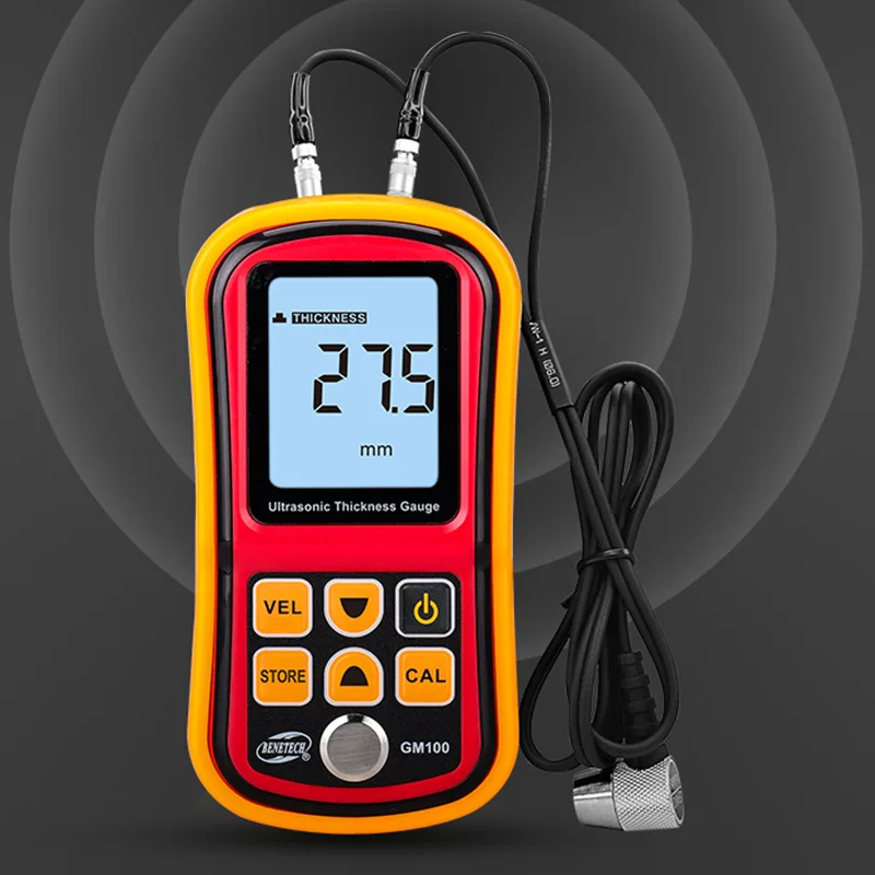 

GM100 Digital Ultrasonic Thickness Gauge 1.2~225mm Voice Sound Velocity Meter 1000-9999 m/s Metal Glass Measuring Instruments