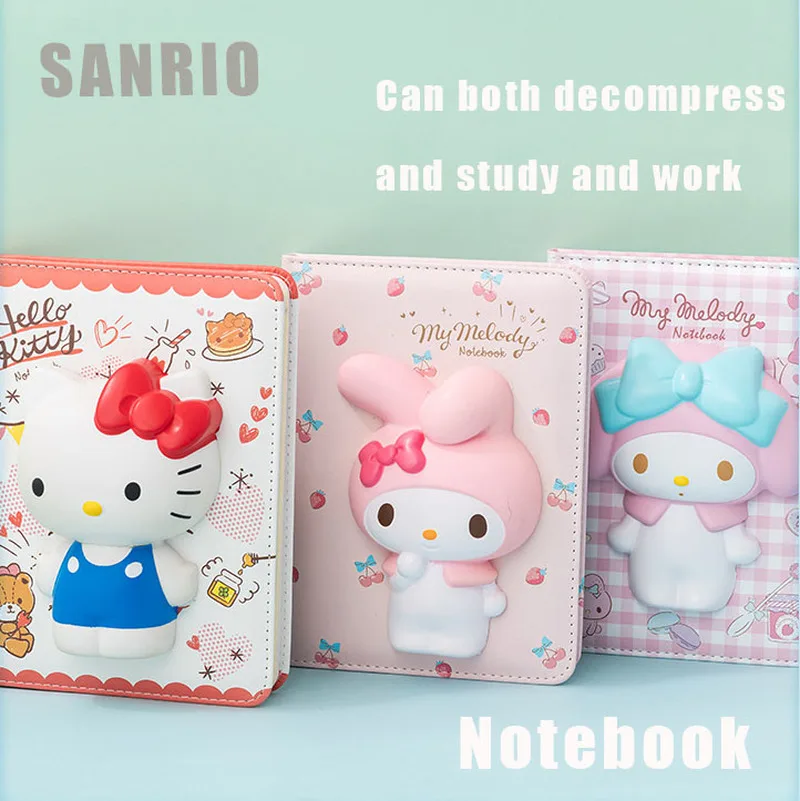 Sanrio 3d Hello Kitty Decompression Notebook Kawaii Cartoon Cinnamoroll Book School Student Supply Creative Cute Gift For Child