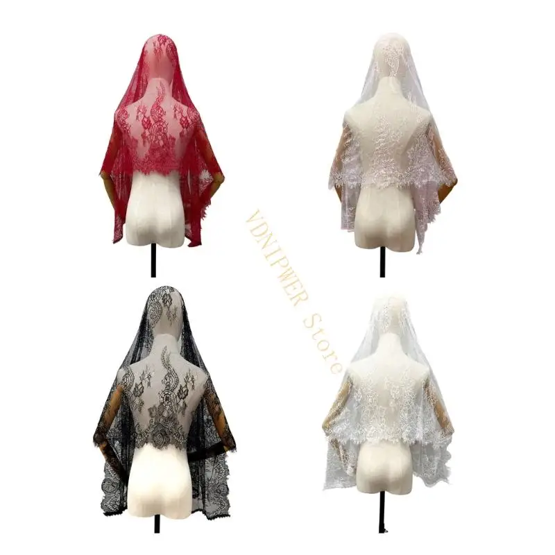 

Delicate Embroidered Lace Shawl Breathable Polyester Fabric Wedding Ceremony Essential Traditional D08E