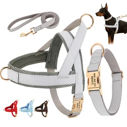 Personalized Dog Collar Harness Leash Set Custom Dog Collars No Pull Pet Vest For Small Medium Large Dogs Pets Walking Lead Rope