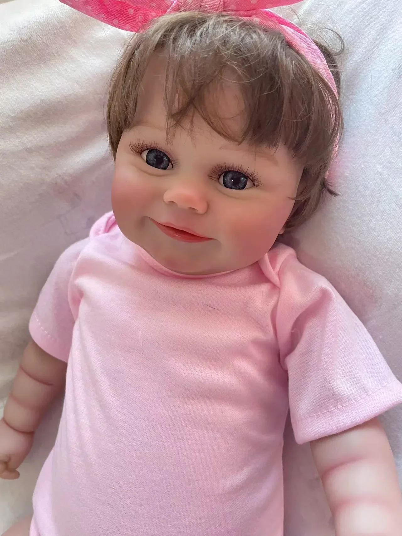 Clearance 50CM Maddie Reborn Baby Girl Doll Soft cloth body Lifelike Real Hand-Root Hair Baby Children's Toy Xmas Gifts