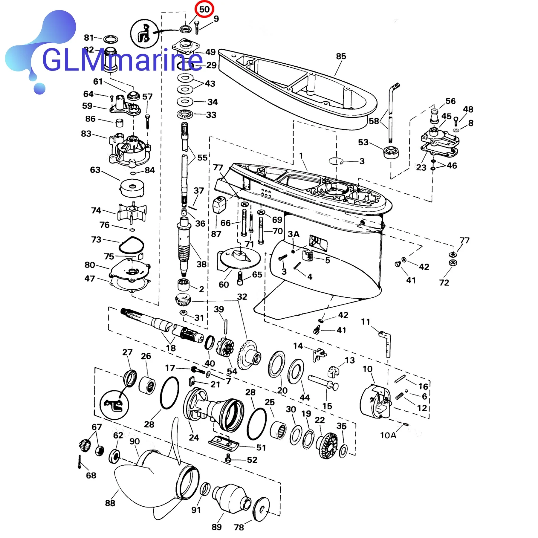 2Pcs Driveshaft Seal 0341280 for Johnson/Evinrude Outboard 90 100 115 125 130 150 200 HP 1995-1998 Engine 878966 86011 18-8300