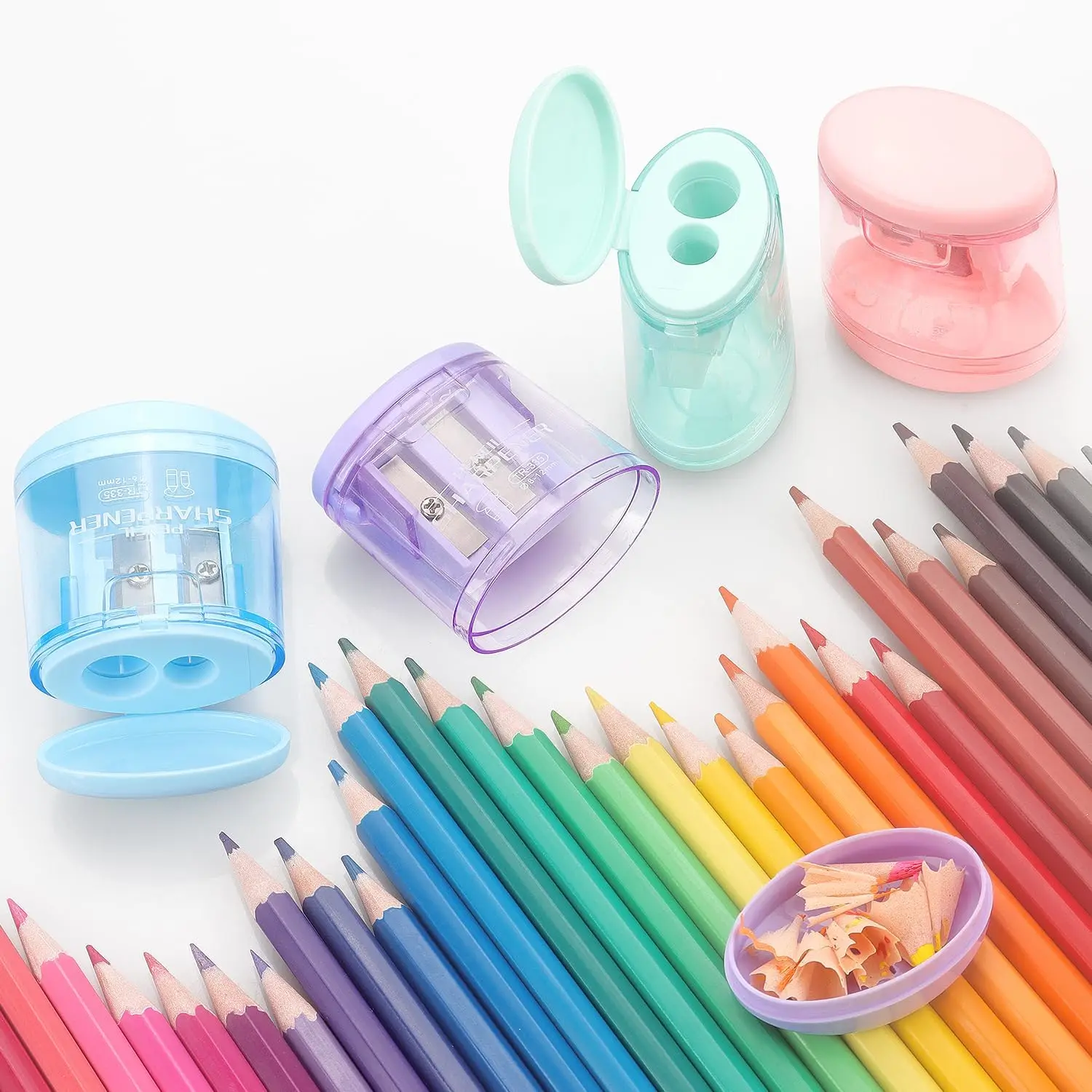 4-Pack Dual Hole Manual Pencil Sharpeners, Compact & Colorful for Kids School Office Use view 6