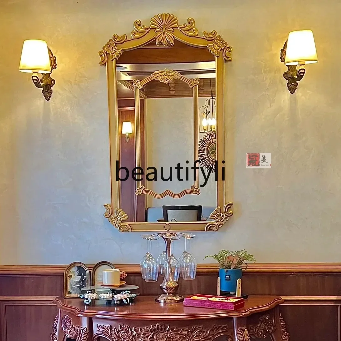 03 S51 Bathroom vintage bathroom mirror French fireplace, decoration, European bedroom, makeup mirror wall hanging