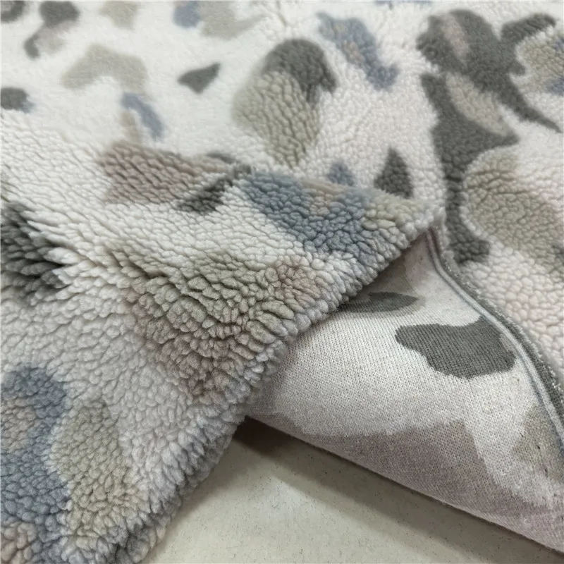 Light Camouflage Lamb Faux Wool Knit Fabric Thickened Fluffy Autumn Winter Coat & Vest Material Premium Textured Apparel Textile