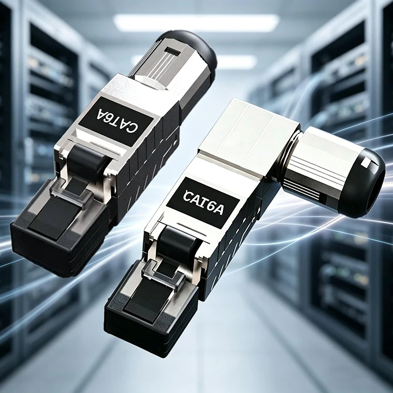 2PCS Shielded CAT6A CAT7 CAT8 RJ45 Pass-Through Connector, 8P8C 90-Degree Tool-Free Keystone Jack for Gigabit Ethernet Wholesale