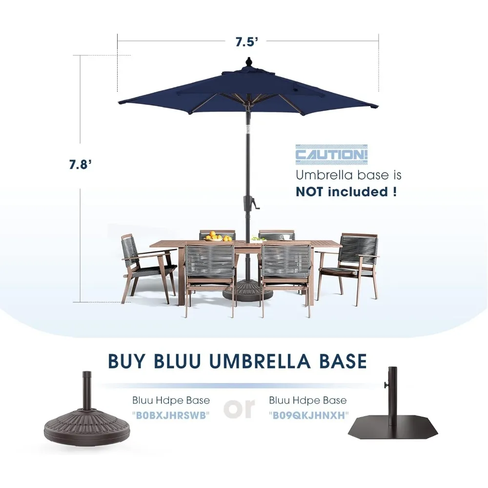 Parapluies de table avec 8 côtes épaisses et bases, parapluies de table, 36 mois de décoloration, accessoires en bois d'oléfine, centre de marché