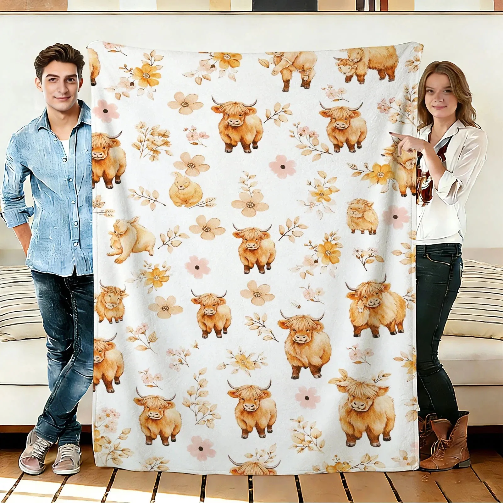 Bumble Bee Throw Blanket Cute Sunflower Floral Vintage Pattern Cozy Bed Blankets Luxury Decor for Sofa Couch Bed Living Room