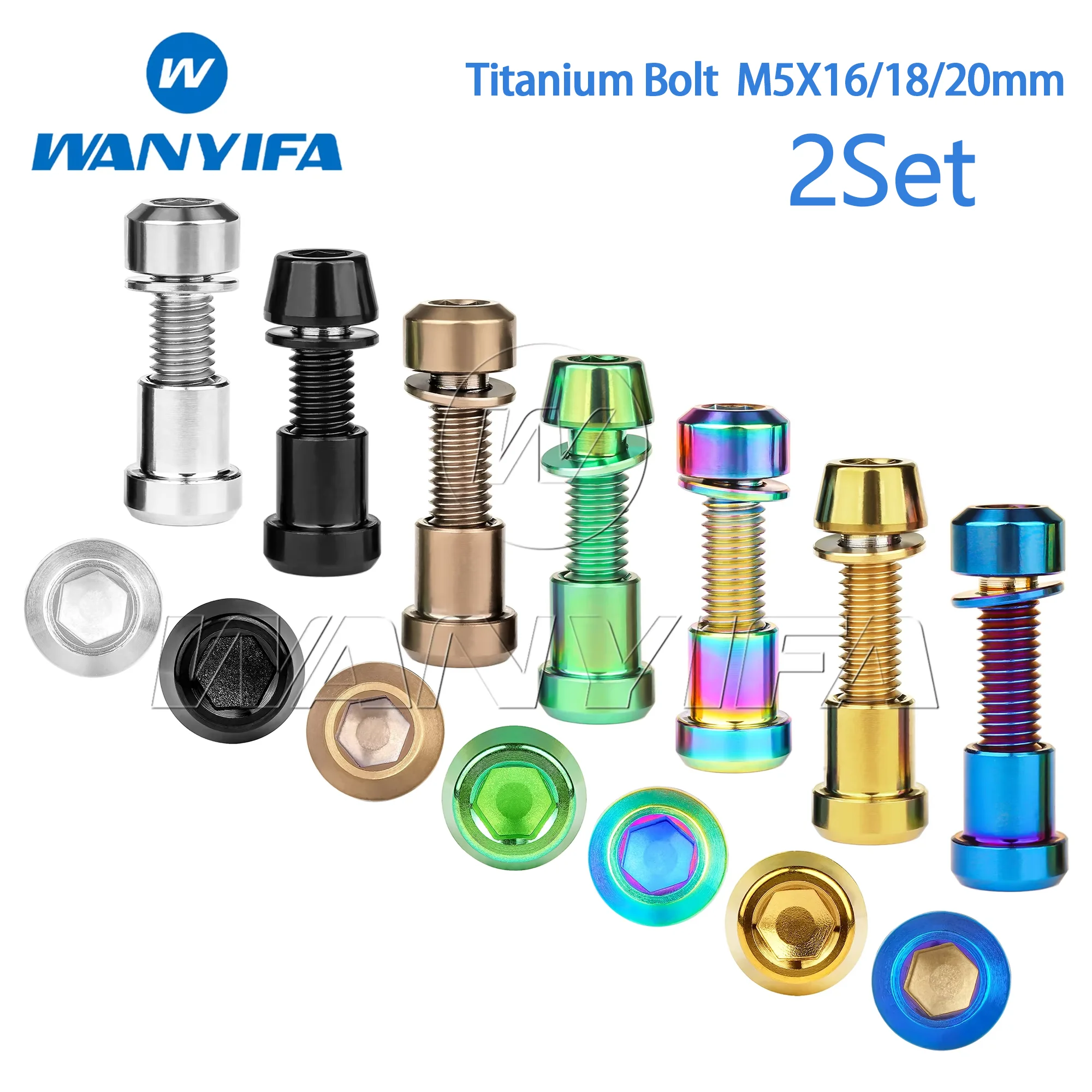 

Wanyifa M5X16/18/20 Набор титановых болтов и гаек с шестигранной головкой для карбоновых замков передней вилки со встроенными шайбами