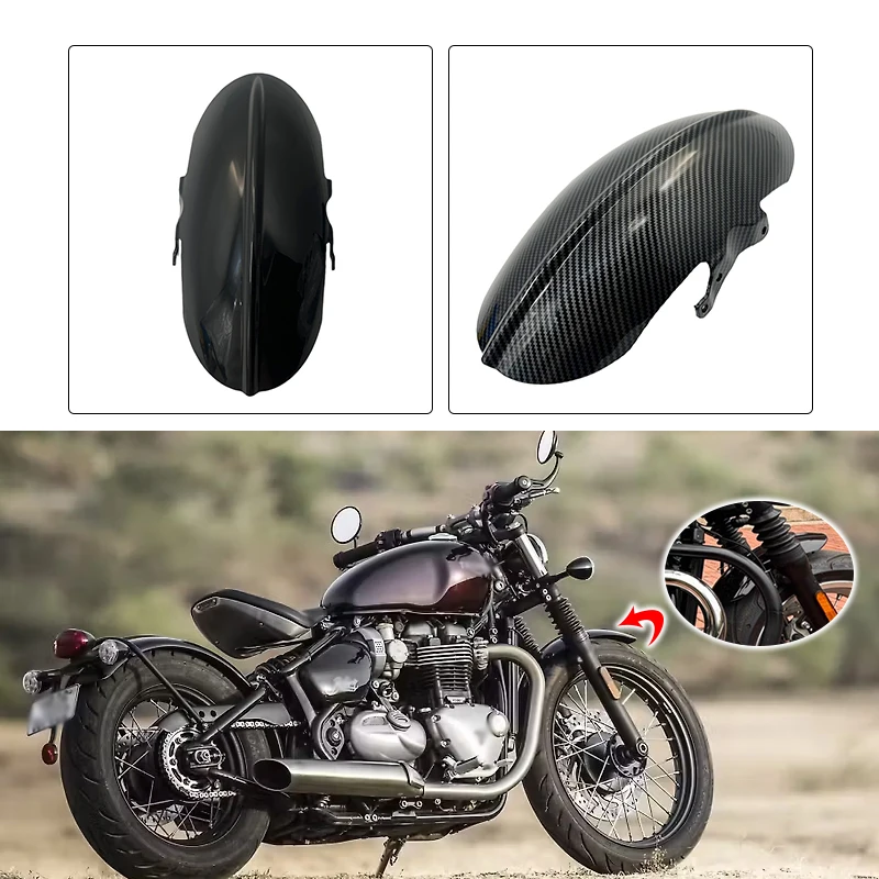 Guardabarros delantero Retro corto para motocicleta Triumph Bobber Bonneville Speedmaster 1200 2018- Cafe Racer accesorios negros
