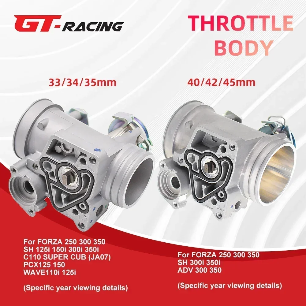 GT RACING 33mm 34mm 35mm 40mm 42mm 45mm korpus przepustnicy dla FORZA250/FORZA300/FORZA350/SH300i/SH350i/ADV300/ADV350 części do motocykli wyścigowych