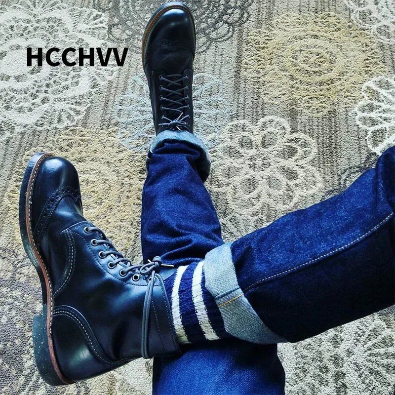 zapatos de hombre European Brock wind casual black workwear short boots men women leather high-gang Vintage shoes chelsea boots