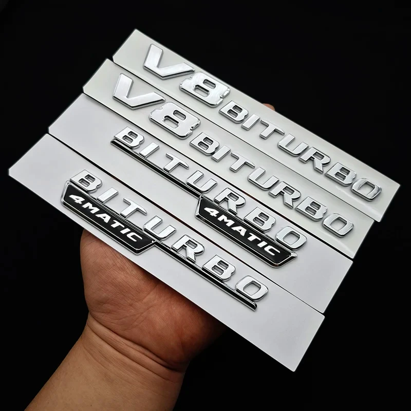 ABS Chrome Car Trunk C43 C63 Emblem Sticker V8 BITURBO 4MATIC Badge Decals Accessories For Mercedes Benz AMG W205 W206 C205 view 4