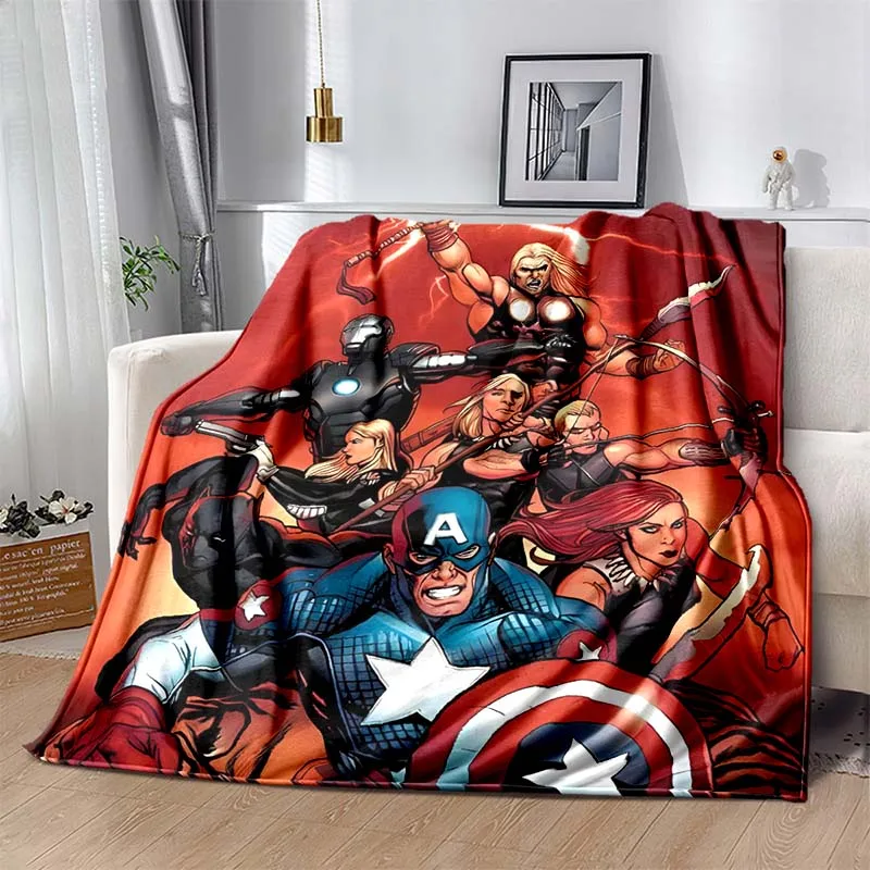 6 Sizes Warm Soft Marvel Heroes Custom Blanket Fluffy Children and Adults Sofa Plush Bedspread Throw Blanket for Sofa Bed Gift