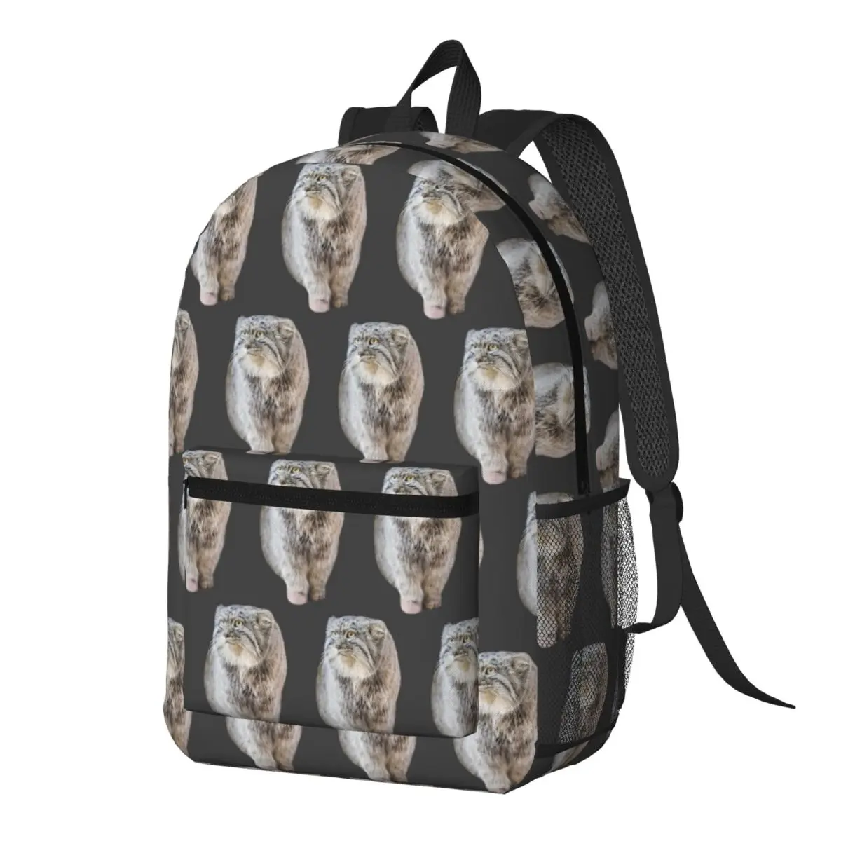 Round Pallas Cat Backpack Daypack Large Capacity Boys Girls BookBag School Bag Shoulder Bags for Men Women