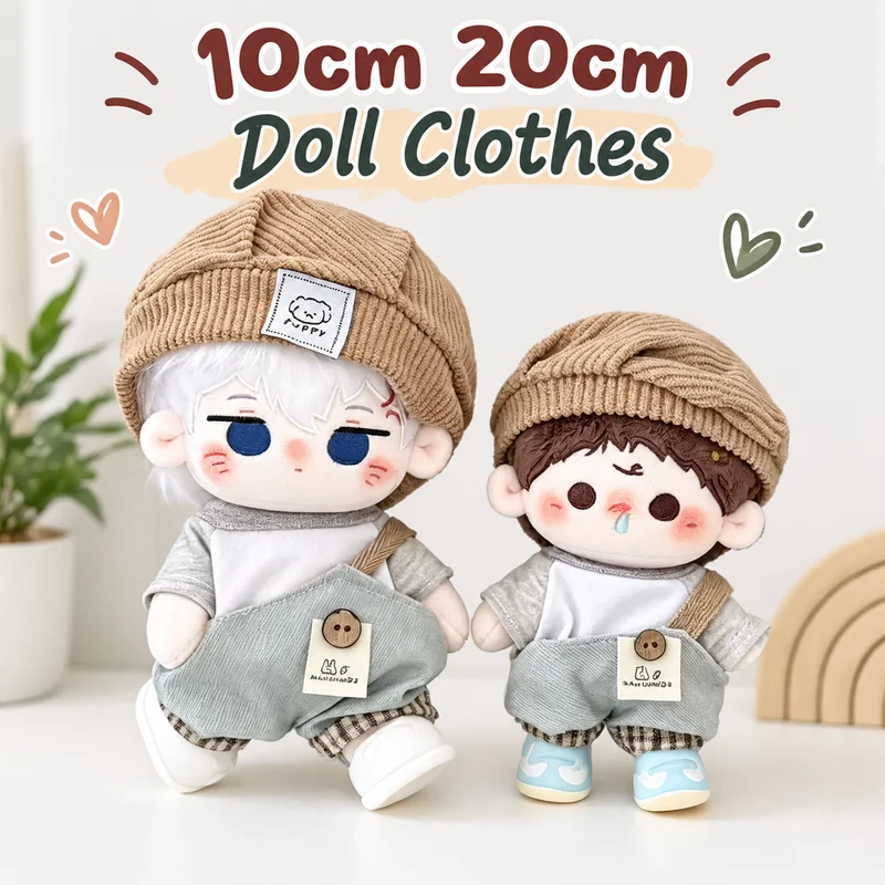 10cm Cotton Doll Clothes Autumn Pictorial Series Overalls Set Casual Autumn Plush Toy Dress Up Accessory
