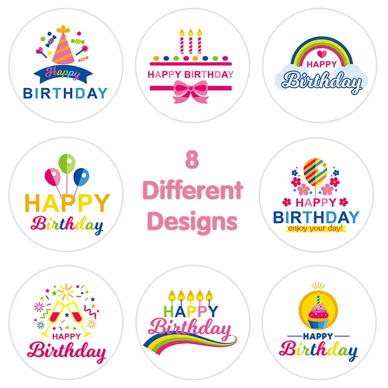 1 Inch Children's Birthday Party Gift Decorations Greeting Card Labels Envelope Seals Label 500pcs Cute Happy Birthday Stickers