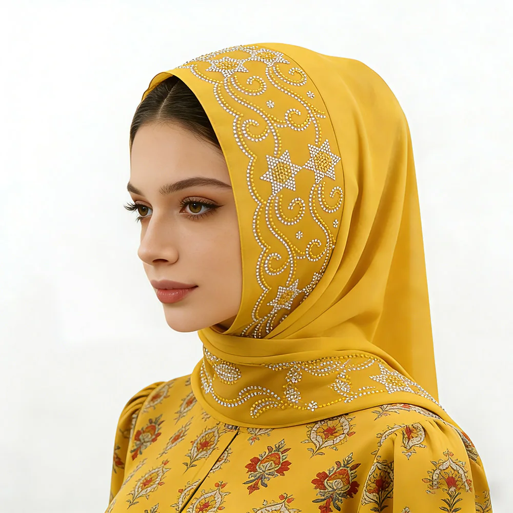 

Классический платок с цветочным узором и шестиконечными звездами, 26 цветов, 70x170 см, длинный шарф, исламский хиджаб, мусульманская мода, этнический стиль