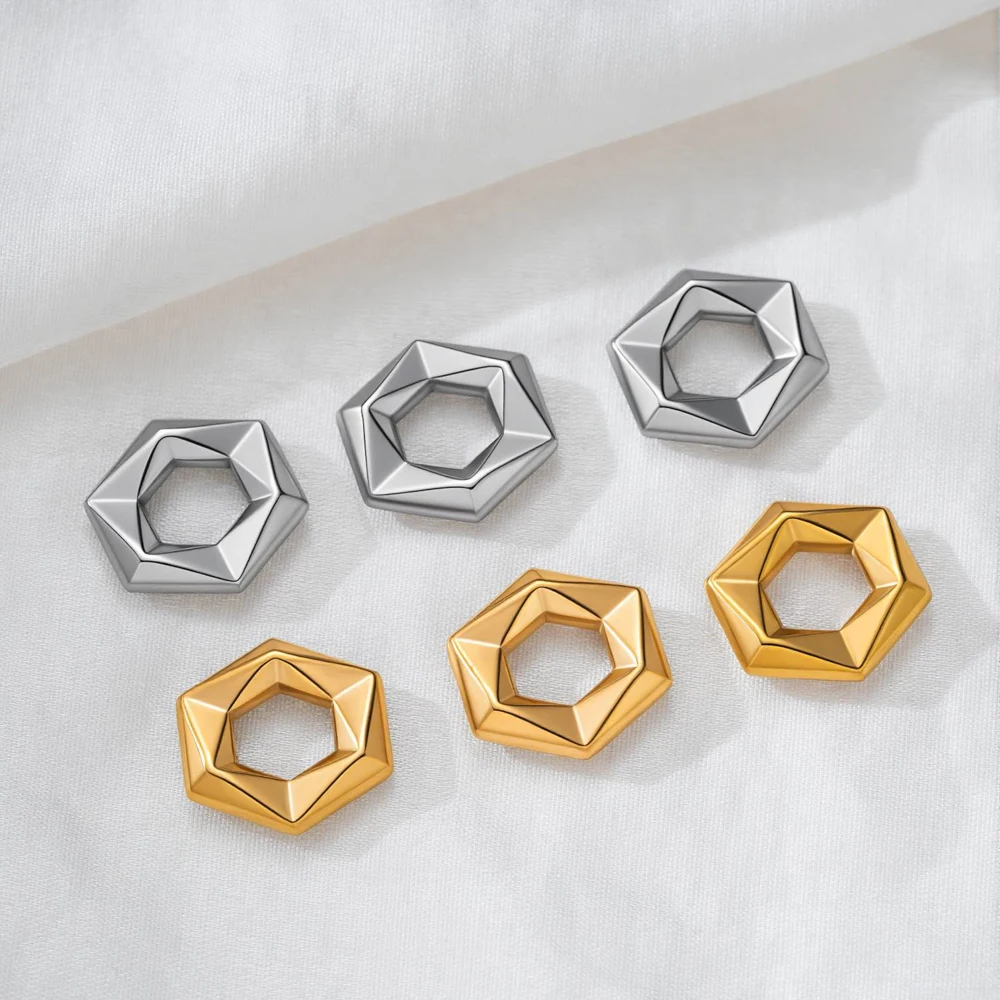5 Stück Edelstahl Sechseckige Facettierte Abstandsperlen Anhänger für DIY Halsketten Armbänder Ohrringe Schmuckherstellung Zubehör Material – Detail 3