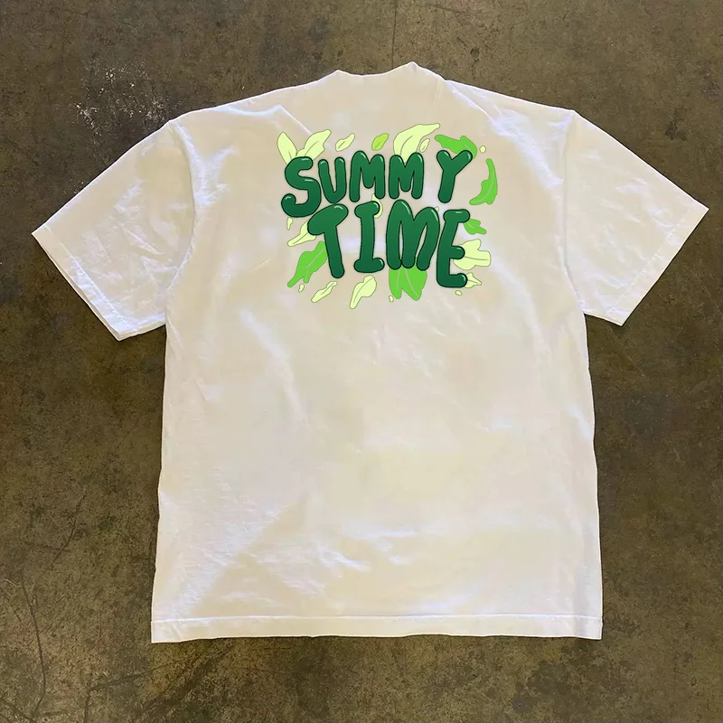 Heavyweight Loose Fit Short Sleeve T-Shirt Pure Cotton Double Thread for Couples Women's Style by TINIKENG Other Apparel Brand