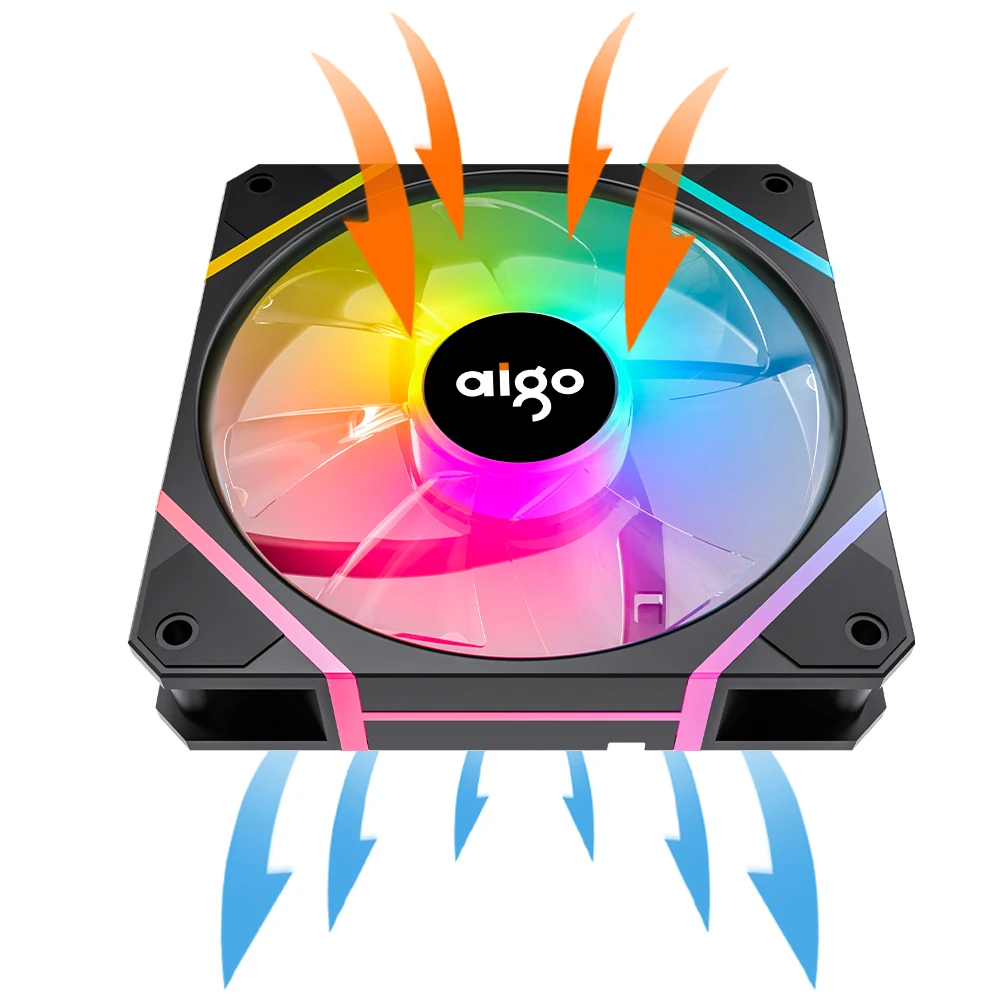 Aigo AM12PRO 컴퓨터 케이스 팬, Ventoinha PC 120mm Rgb 팬 키트, 워터 쿨러 4 핀 PWM CPU 냉각 팬, 3 핀 5v argb 12cm 환풍기