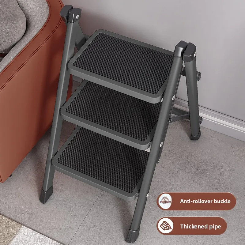 Folding Telescopic Ladder Multi-Function Three-Step Anti-Slip Home Stepladder Thickened Tubes Stable Lightweight Climbing Ladder