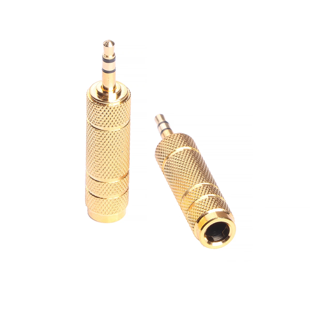 Adaptateur audio stéréo, ensemble plaqué or, prise TRS 3.5mm 1/8 pouces vers prise jack 6.35mm 1/4 pouces et prise femelle 3.5mm vers prise mâle 6.35