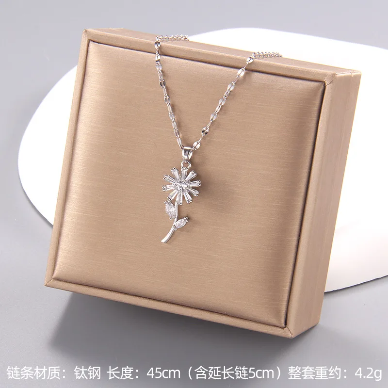 Wholesale 6pcs/set Classic Cubic Zirconia Pendant Necklaces For Women Gold Color Alloy Rotate Necklace Daily Jewelry