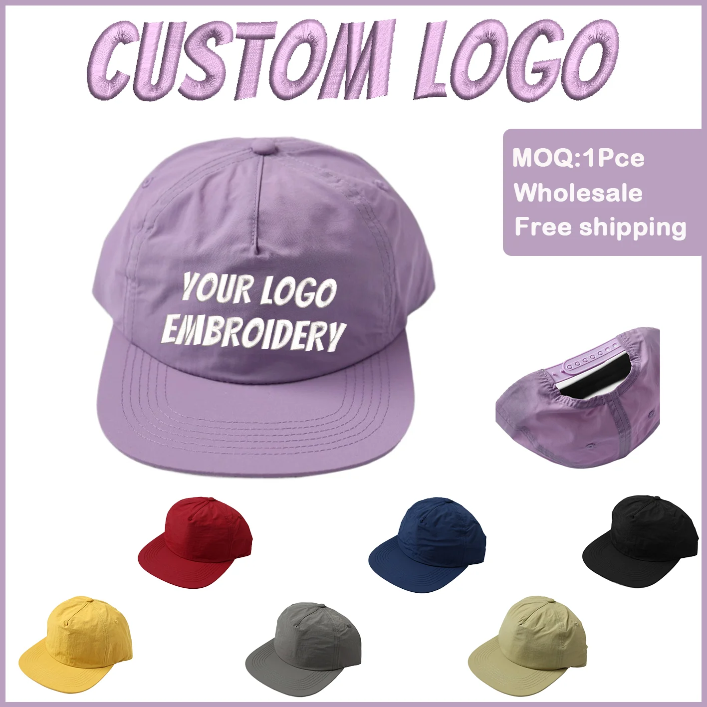 Fedoryn Custom Embroidery Baseball Caps Flat-brimmed Soft-top Hip-hop Snapback for Women and Men Quick-drying Sun Hat Wholesale