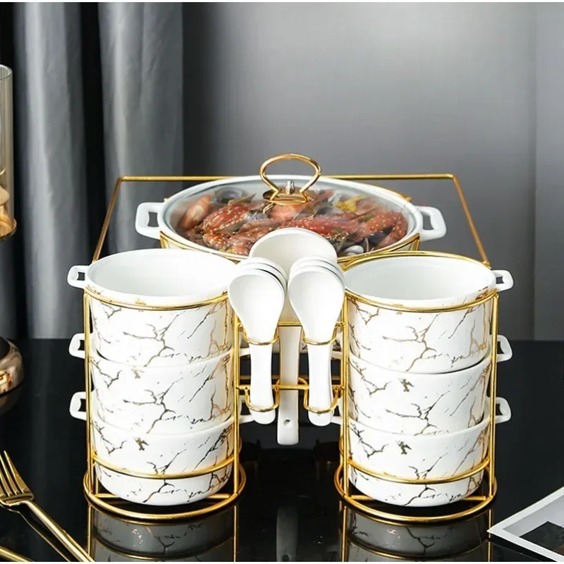 Dinner Hotel Dinnerware Set 7-9 Soup pot with cup and stand spoon