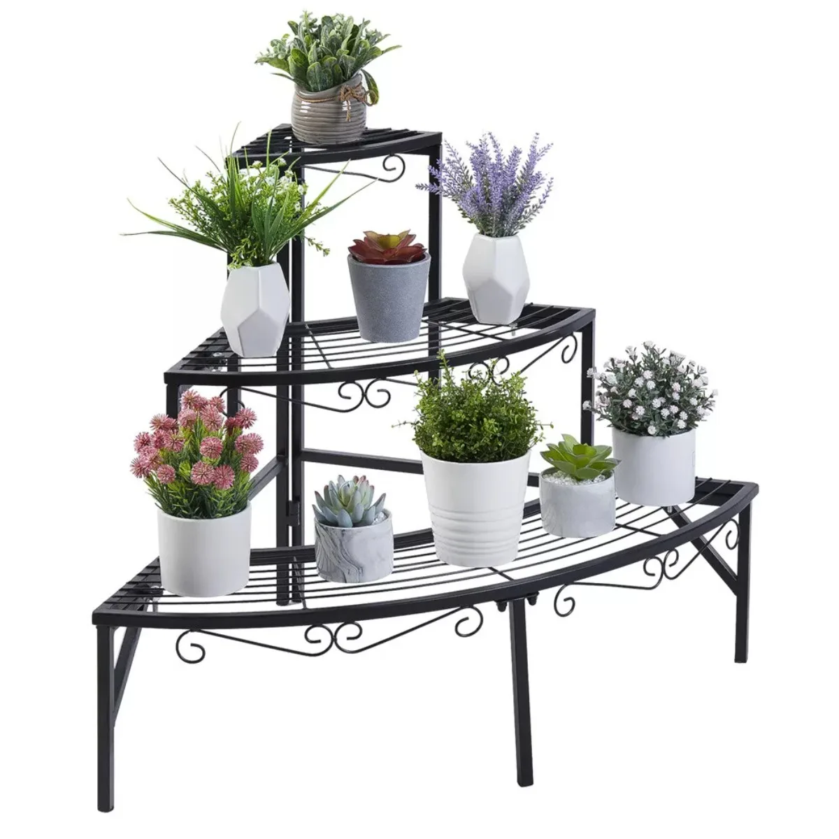 Plant stand Plant display stand 3-layer flowerpot quarter round