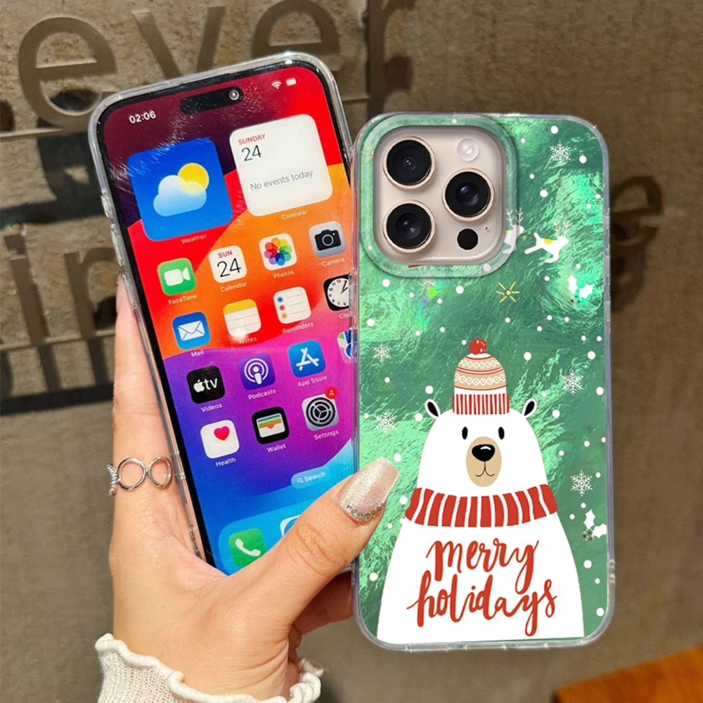 Christmas Snowman Cartoon Phone Case For Apple iPhone 16 15 14 13 11 12 Pro Max 16e 7 8 Plus X XS XR SE Girls Funda Cover Coque