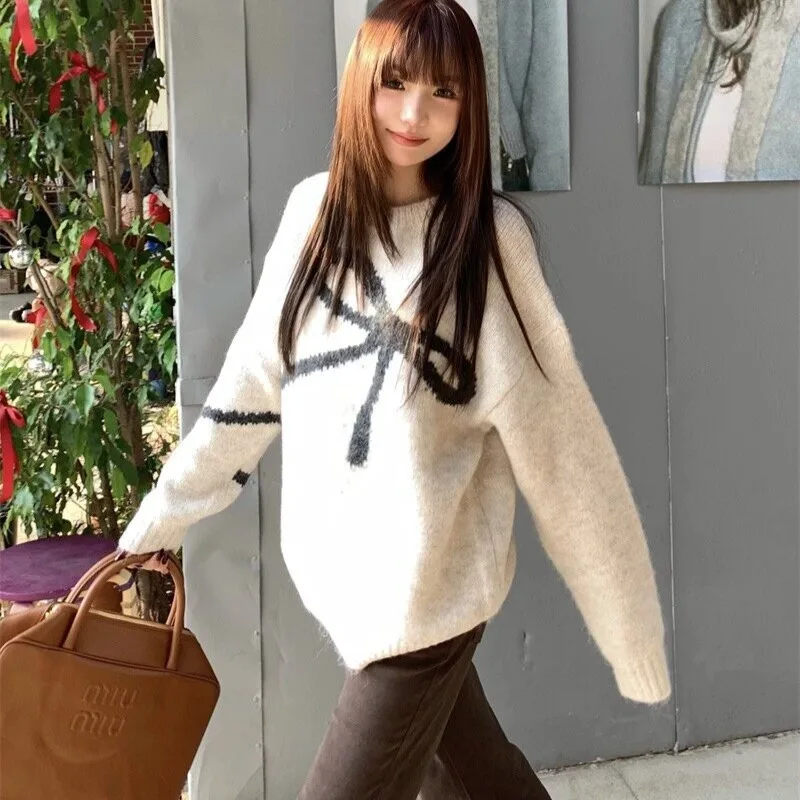 Elegant Pullovers Women Loose Casual Simple Lazy Style Clothing Knitted Skin-friendly Minimalist Sweater Attractive Sweet Girls