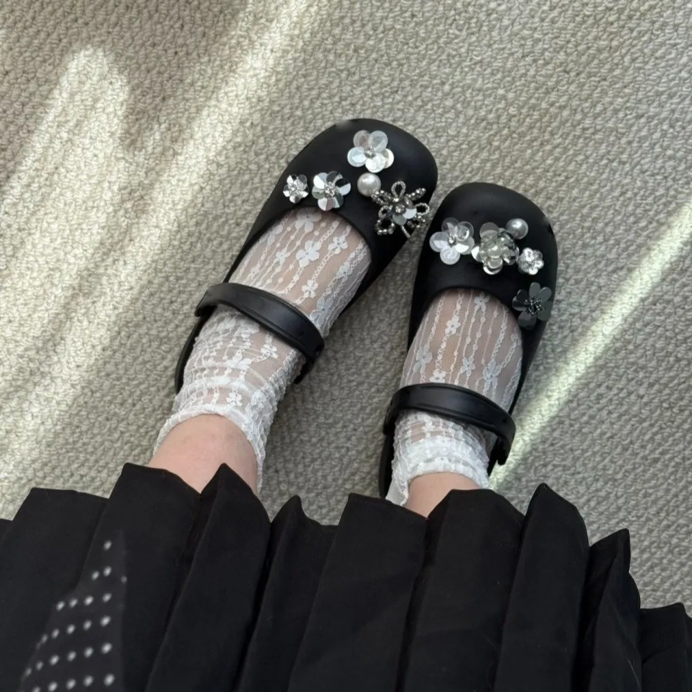 DIY Shoes Charm Flower Pearl 3D Floral Clog Charms Immortal Pearl Elegant Ballet Shoes Decoration for Women Girls