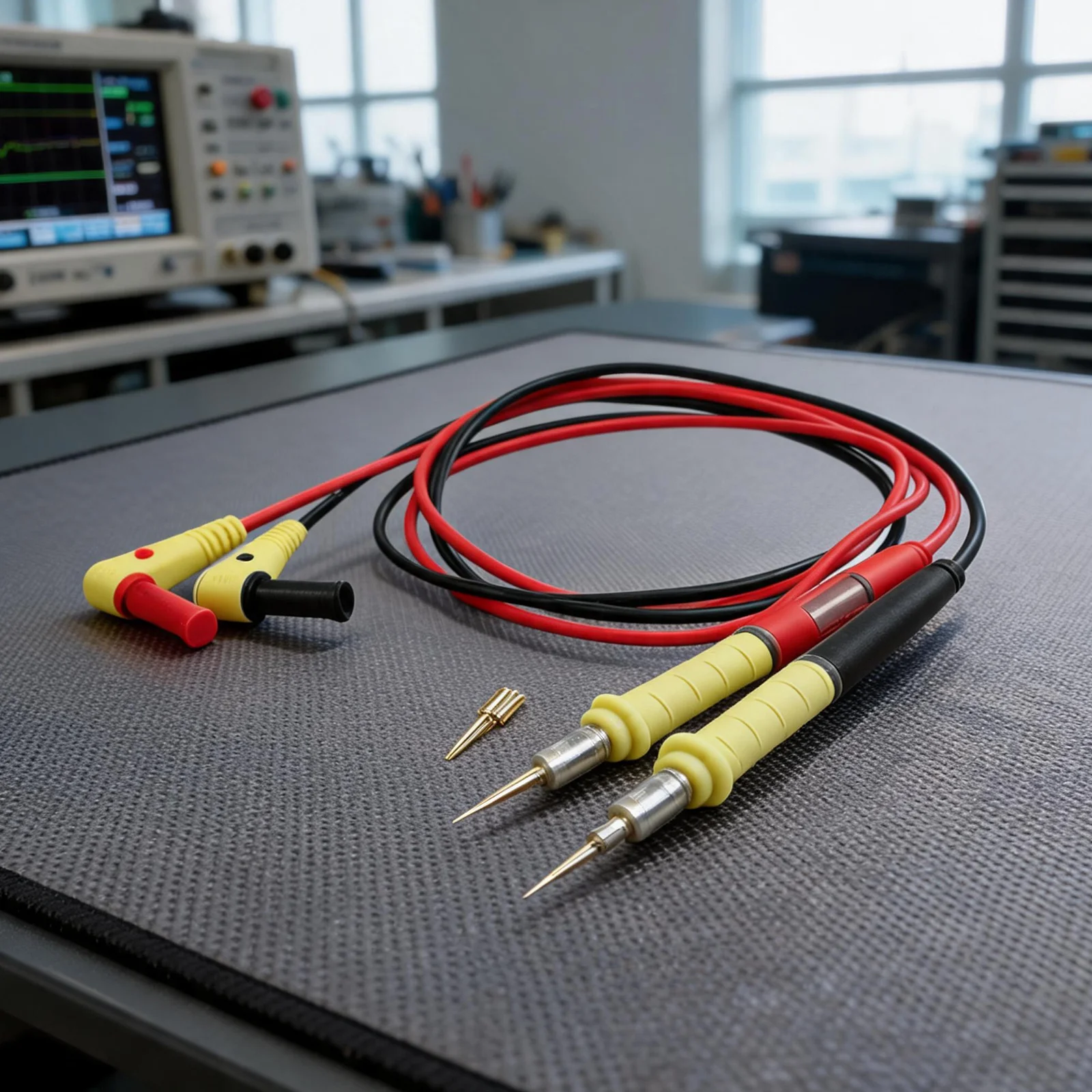 Silicone Cable Multimeter Probe Red balck Gold-plated Copper Tips Test Probes Non-slip PVC Handle Long-lasting Cable
