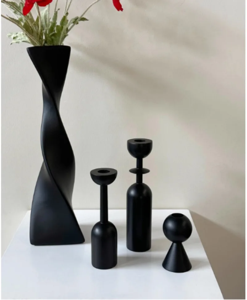 

1/3pcs Modern Candle Holder Black 10cm 18cm 22cm Candlestick Holders for Pillar & Taper,Table Mantle Fireplace Home Decor