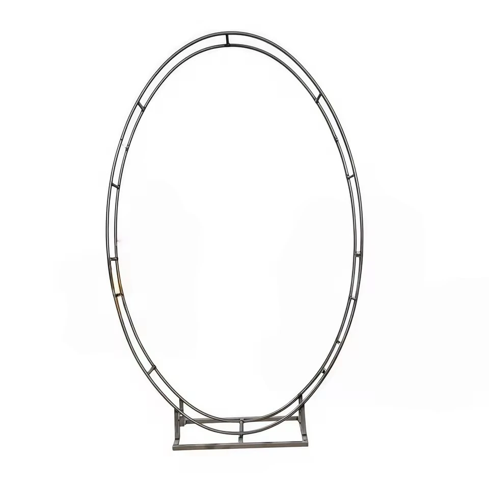 Metall-Oval-Hochzeitsbogen-Hintergrundständer für drinnen und draußen, Gartenbogen, Blumenständer, Party-Bühnen-Hintergrunddekoration – Detail 5