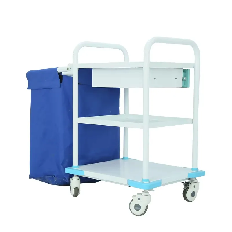 Hospital Furniture Medical Stainless Steel Trolley Dirt Bag Nursing Cart With Different Size