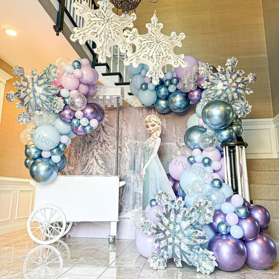 

107pcs Frozen Theme Balloons Garland Kit Elsa Foil Balloon Globos 3 4 5th Girls Birthday Party Baby Shower Decorations