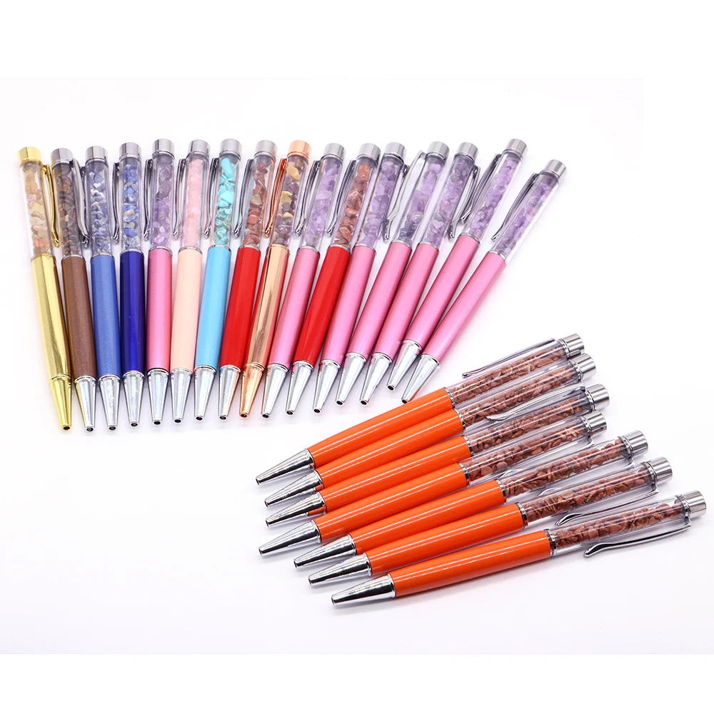 Beautifully Crystals Touch Ballpoint Pen Creative Natural Gravel Stones Decorative Stylus Writing Stationery Office School Gift