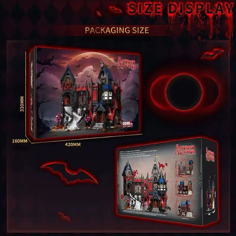 Grande modelo arquitetônico assistente castelo brinquedo ornamento, blocos de construção brinquedos montagem de cena de rua, presente de feriado infantil.