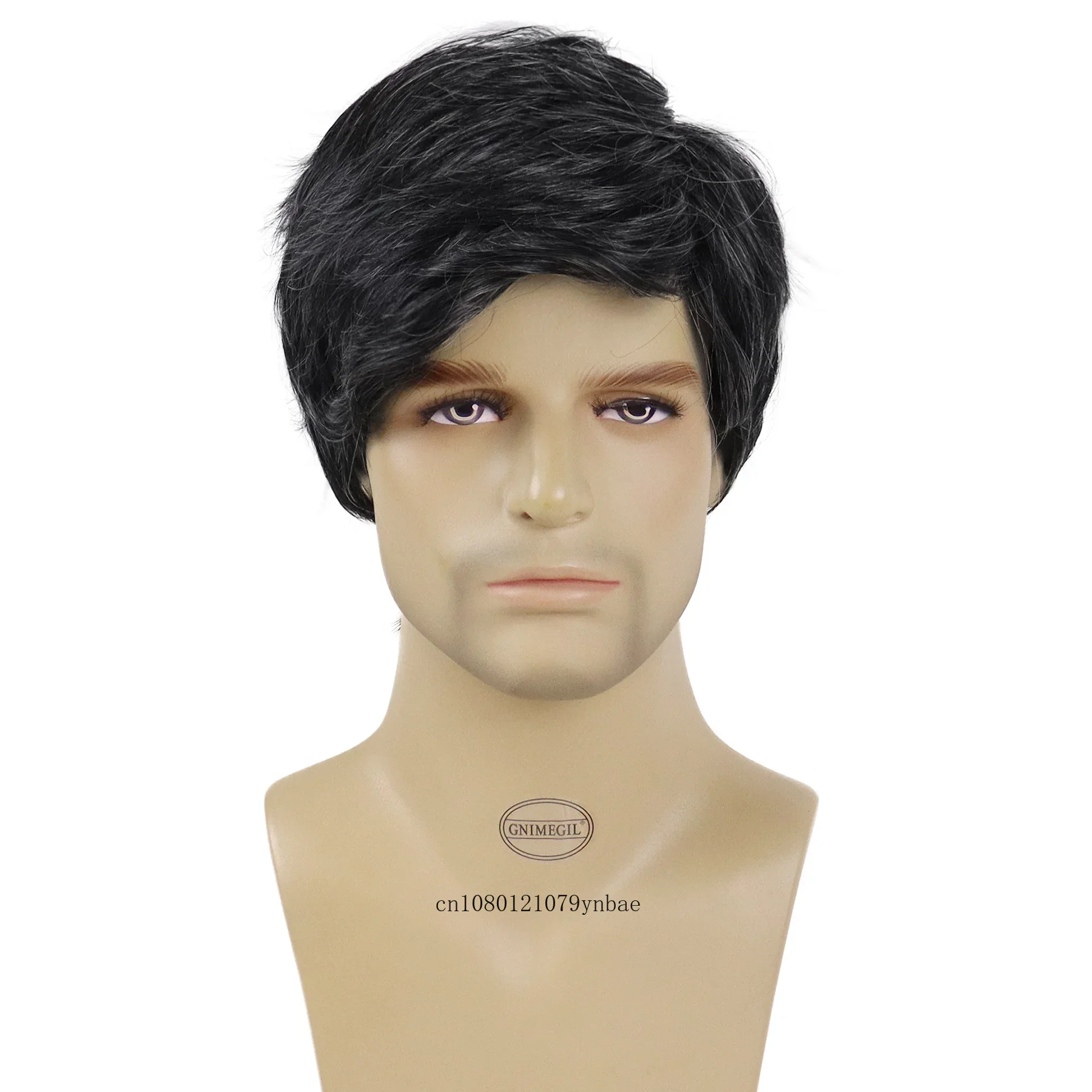 Mens Wig Short Haircuts Synthetic Mix Black Elderly Male Wigs Man Father Wig Gifts Daily Use Casual Costume Natural Soft Hair