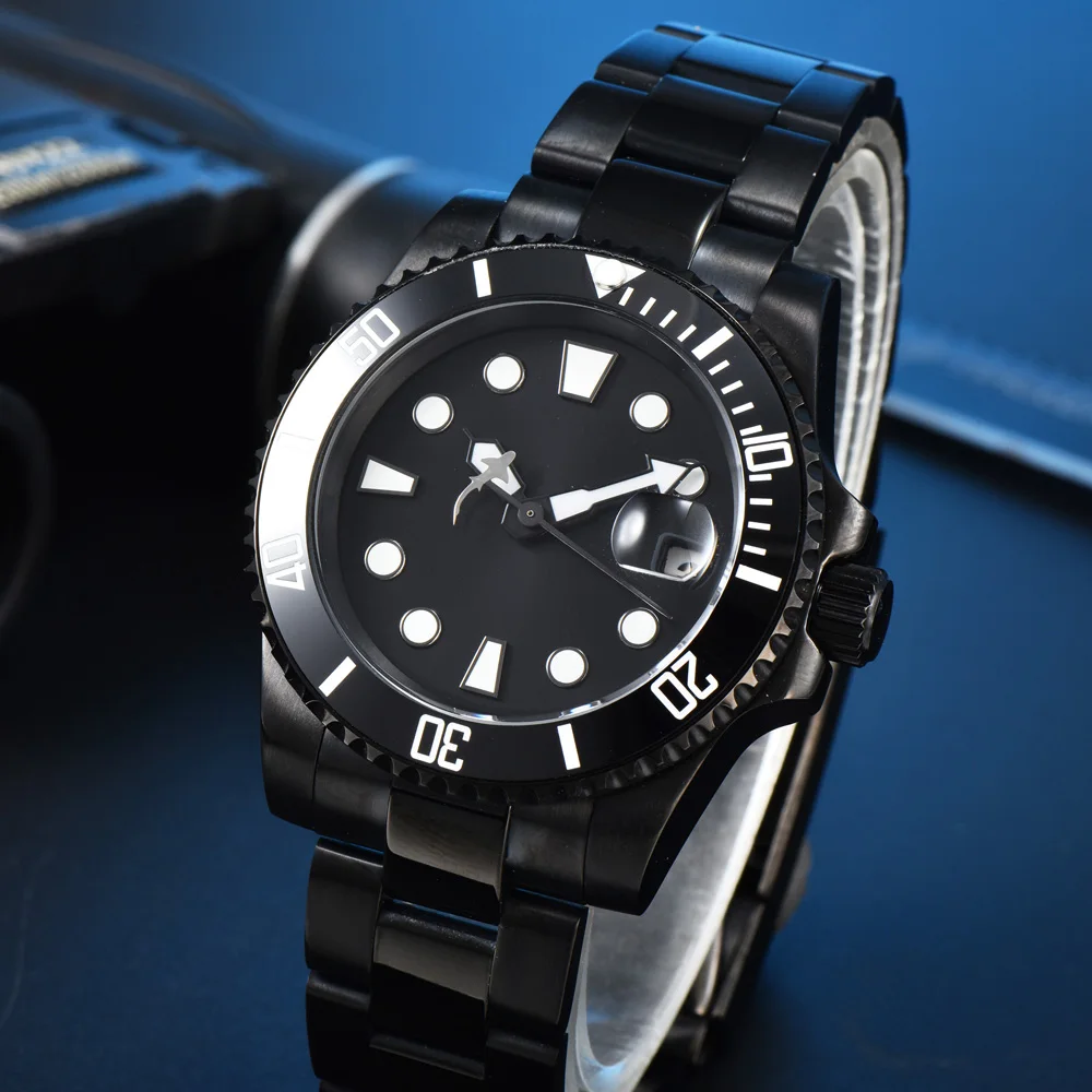2026 New NH35 Automatic Mechanical Watch for Men Sport Dive 40mm Black PVD Stainless Steel Rotating Bezel Waterproof Date Daily