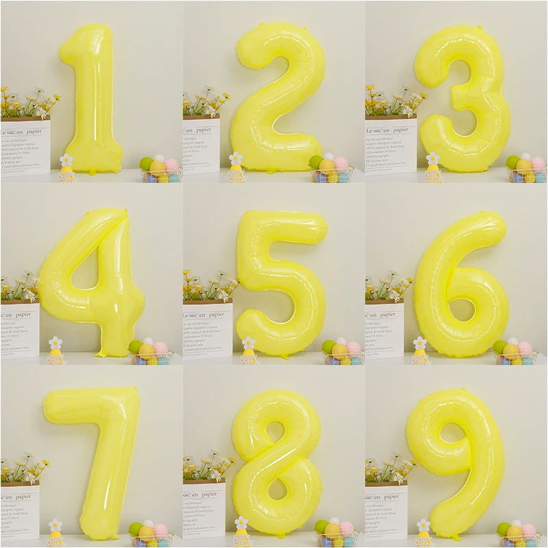 40inch Large Size Digital Foil Balloon Yellow Number 0 1 2 3 4 5 6 7 8 9 Balloons Birthday Party Festival Anniversary Decoration