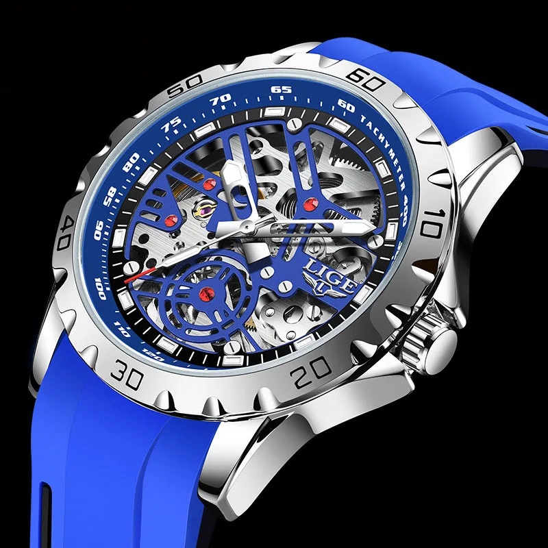 

AL-142Новые каркасные автоматические механические часы для мужчин, модные водонепроницаемые светящиеся наручные часы